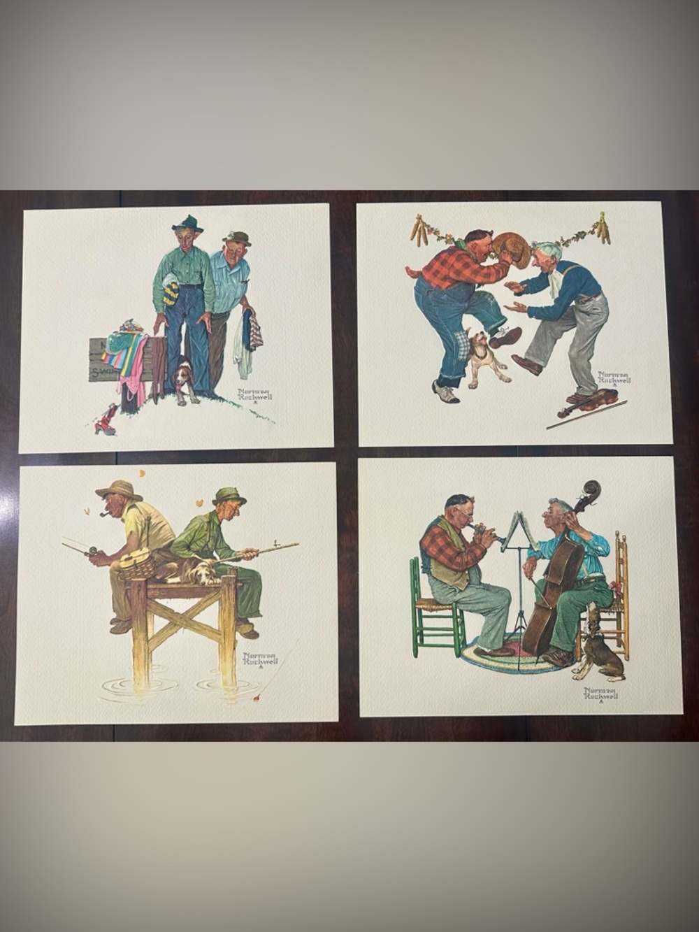 Vintage Norman Rockwell "Old Timers" 8x10 Print Set (4)